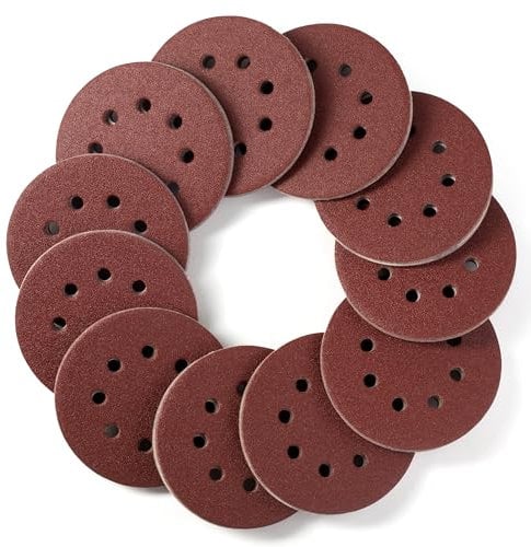 S SATC Sanding Discs 80 Grit 110Pcs Orbital Sander Discs 125mm Hook and Loop Round Orbital Sander Pads for Sanding