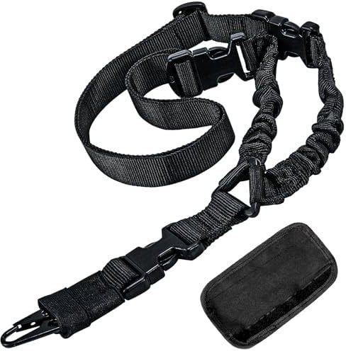 ZONSUSE Gewehrschlinge,2 Punkt Sling,einstellbare Flexible Schnellspanner Punkt Gewehr Riemen langlebig Riemen mit Metallhaken für Gewehr Airsoft Shotgun (1 Punkt-Schwarz)
