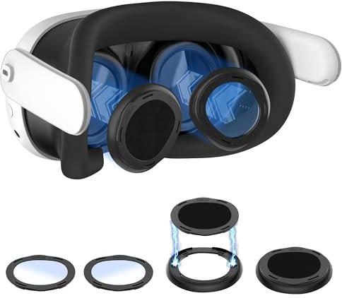 Lens Protector Cover Kit for Meta Quest 3, Protector Accessories Compatible with Oculus Quest 3, Glasses Spacer Anti-Scratch Ring with Blue Light Blocking Glasses for Meta Quest 3