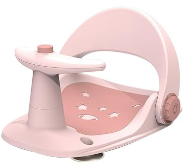 Tevimpeya Siège de bain pour nouveau-né, avec ventouse et design spray d'eau, siège ergonomique pour bébé, dossier réglable, chaise de bain antidérapante pour bébé de 6 mois plus