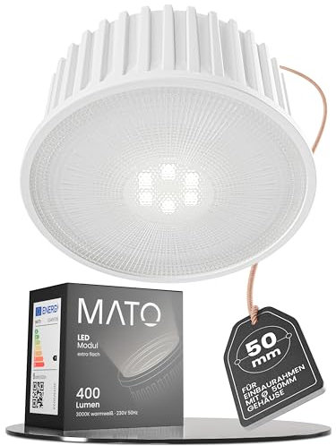 MATO 1x LED Modul 230V 5W extra flach 50mm x 22mm, 4000K neutralweiß, 470lm, CRI 90, LED Leuchtmittel GU10 MR16 Ersatz für Einbaustrahler, Aufbauspot und Deckenspots