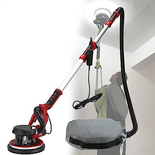 Drywall Sander with Vacuum,Adjustable Speed,with Led Lights,900-1200r/Min,Extendable Hose Ceiling Sander,6 Adjustable Speeds,Excellent Dust Removal,SandingDiscs50PCS-220V