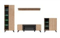 All4All Wohnwand Lima,TV-Lowboard,Living-Anbauwand,Hochvitrine,Wohnzimmer-Set, Möbel, TV-Boards,Schrankwand,Sideboard,Oberschranks,Mediawand, Unterschrank,Hochschrank,Wandboard 21 (ohne Kommode)