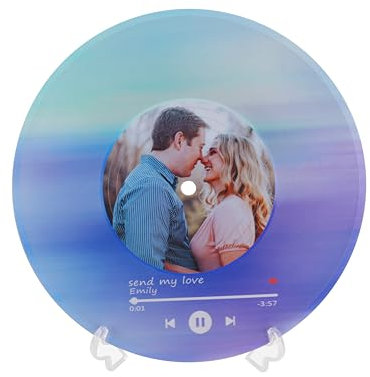 Personalisierte Vinyl-Schallplatte, personalisiertes Acrylglas Song Plaque mit Bild, benutzerdefinierte Foto Musik Album Home Decor personalisierte Hochzeitsgeschenke Jahrestag Geschenk für Paar