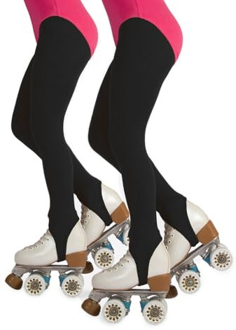 CALZITALY Mädchen Rollschuh und Eiskunstlauf Strumpfhose mit Steg, Schwarz, Hautfarbe, Karamell, 6-12 Jahre, 70 DEN, Made in Italy (DE/NL/SE/PL, Alter, 8 Jahre, Regular, 2 X Schwarz)