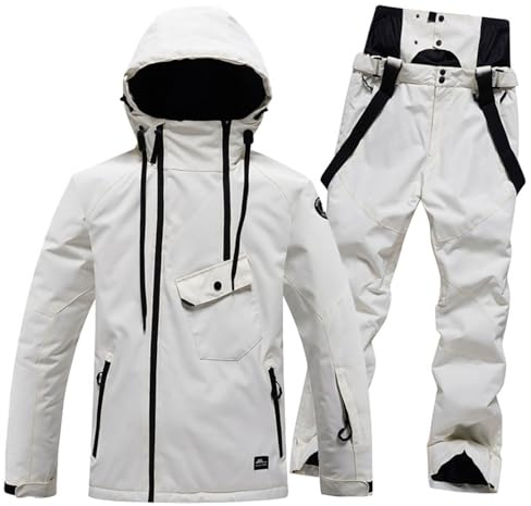PRMTYUP 2-Teiliger Isolierter Schneeanzug FüR Den Winter 2024, Zweiteiliger Damen-Skianzug, wasserdichte SnowboardanzüGe, Winter-Outdoor-Skijacke Und -Hose, Ski-Snowboardanzug,02,S