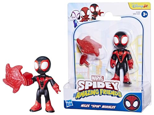 Marvel Spidey und Seine Super-Freunde – Miles „Spin“ Morales Actionfigur 7,6 cm beweglich – Mit abnehmbarem Netz-Accessoire – Seriengetreues Design – Spielzeug ab 3 Jahren