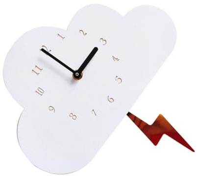 Cabilock 1stück Niedliche Wanduhr Wolkenform Geräuschlose Flash Swing Uhr Für Kinderzimmer Wanddeko Weiß Für Geburtstage Lehruhr