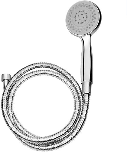 Cornat Brause-Set Reina - Handbrause 100 mm - 150 cm Schlauch - 5 Strahlarten: Normal-, Massage- & Softstrahl - Anti-Kalk & Wasserspareinsatz - verchromt / grau / Duschkopf mit Schlauch / TECB3435