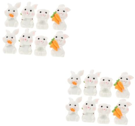 Happyyami 2 Sätze Kaninchen-Harz-Ornament Tierspielzeug Hasen Mini-frösche Gartenfigur Tierische Miniaturfiguren Kaninchen-gartenstatue Kaninchendekorationen Für Zu Hause 8 Stück * 2