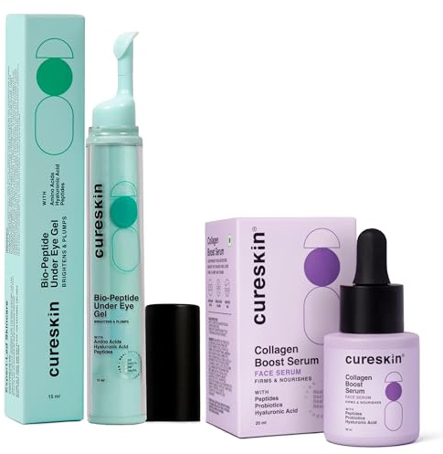 Cureskin Anti Aging Combo | Anti Aging Cream for Women | Collagen Boost Hyaluronic Acid Serum for Face | Under Eye Cream for Men and Women | Dark Circles Removal