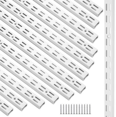 MorningRo 12 Pack 47.5 Dual Track Shelving Rail, Dual Slot Upright, White