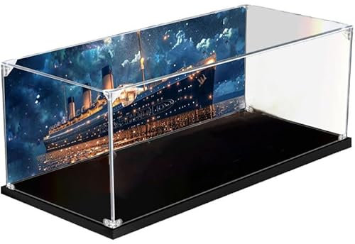 Acryl-Vitrine für Lego 10294 Titanic Bauset – staubdichte Schaubox & Vitrine, Schaukasten kompatibel mit Lego 10294 – nur Vitrine (schwarzer Walnussboden)