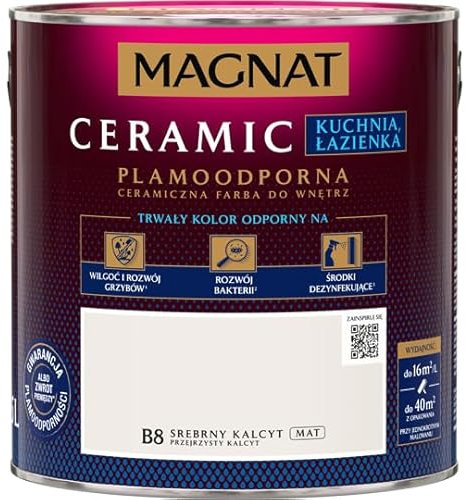 TRANS - PAL Ceramic Kitchen & Bathroom Paint – 2.5L (Covers 30–40 m²) | Moisture-Resistant, Anti-Mould, Scrubbable, Stain-Resistant | Vivid Colour, Hydrophobic Finish for Wet Rooms (Light Grey)