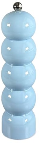 Scandi Home Large Baby Blue Wooden Pepper Mill – 21cm Gloss Painted Beaded Design with Ceramic Grinder, Durable Refillable Spice Mill for Salt or Pepper, Modern Scandinavian Kitchen Accessory