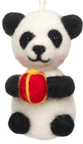 SIKORA Filz Anhänger hangemachter Christbaumschmuck aus Wollfilz Deko Figur Weihnachten Ornament - Handmade in Nepal, Farbe:Panda 9cm - FZ11