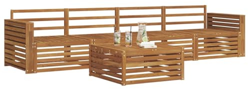 vidaXL Outdoor-Sofagarnitur 5 pcs Natur, Gartenlounge, modernes Outdoor-Sofa, Sitzmöbel für die Terrasse, langlebige Komfort-Einheit
