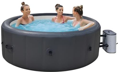Spa Gonflable 3-4 Places, Réglage Intelligent de La Température | Massage à Bulles 3 Vitesses, éclairage Ambiant Dégradé 6 Couleurs, Filtration par Circulation Physique, Diamètre 196 cm