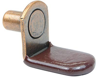 Rok 25 Pack Hardware 1/4 (6.35mm) L-Shaped Glass Support Furniture Cabinet Closet Shelf Bracket Pegs with Vinyl Tip Antique Copper Finish, ROKSPGV14B