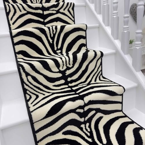 runrug Soft & Comfortable Stair Runner - Smooth & Durable Carpet for Stairs - Stain-Resistant, Fade-Resistant - Multiple Sizes - 510cm x 70cm - 9mm Thick - Zebra, Print