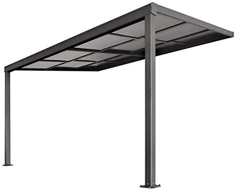 Primrose Anthracite Veranda Garden Canopy with Retractable Sliding Roof Lean to Wall 4m x 3m