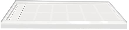 Transolid FL6036L-31 Linear 60-in L x 36-in W Rectangular Alcove Concealed End Drain Shower Base with Left Hand Drain, White