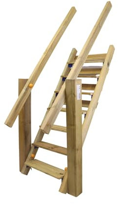 Gartenwelt Riegelsberger Treppe mit Handlauf für Podesthöhe 120 cm aus imprägniertem Kiefernholz Anbaumodul für Spieltürme und Stelzenhäuser