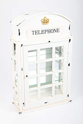 point home Design-Wandschrank Telephone, Regal aus Holz/Glas, Lifestyle-Möbel im Retrolook, Weiss, 65cm