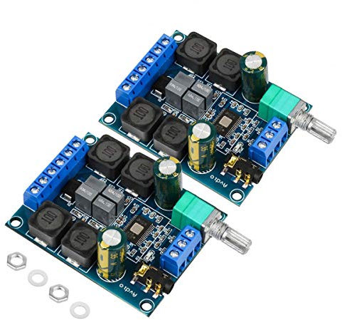 2Pcs Digital Amplifier Board,TPA3116D2 Dual Channel Audio Stereo AMP High Power Digital Subwoofer Power Amplifier Board 2x50W 5V 12V 24V for Store Solicitation Home Theater Square DIY Speakers