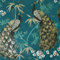Opulent Peacock Wallpaper Teal Gold Blue Glitter Floral Textured