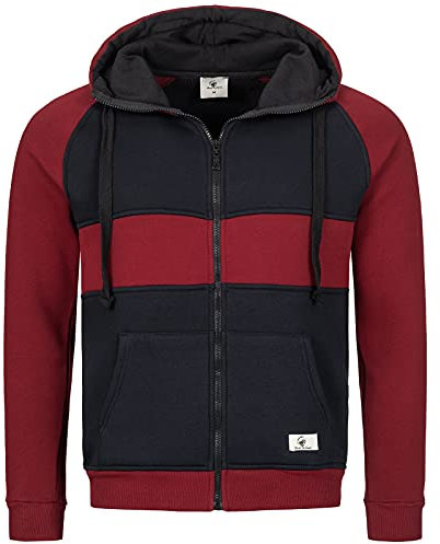 Rock Creek Herren Sweatjacke Hoodie Kapuzenjacke Kapuzenpullover Herren Reißverschluss Pullover Übergangsjacke Fleecejacke Herrenjacke H-278 Weinrot-Navy 2XL