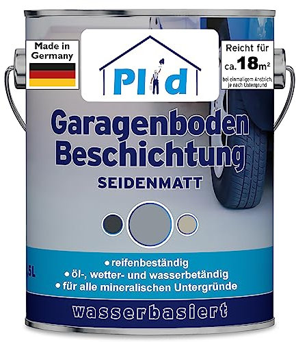 Plid® Garagenbodenbeschichtung Betonfarbe Außen & Innen frostsicher [2.5L Silbergrau] - Wasser & Wetterbeständig - Garagenbodenfarbe - Bodenbeschichtung Außen - Betonversiegelung Außenbereich