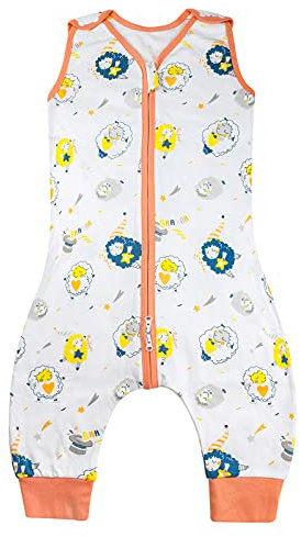 MOEMOE BABY Gigoteuse Été,Gigoteuse a Pied Tog 0,5 Gigoteuse avec Jambes,Sac de Couchage pour Enfant,Turbulette Ete 100% Coton Fille Garçons,Longueur 104cm,5-7 Ans,Mouton,XL
