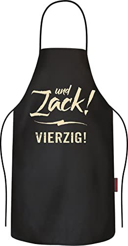 RAHMENLOS Grillschürze Kochschürze Küchenschürze als Geschenk zum 40. Geburtstag aus reiner Baumwolle - Zack! vierzig