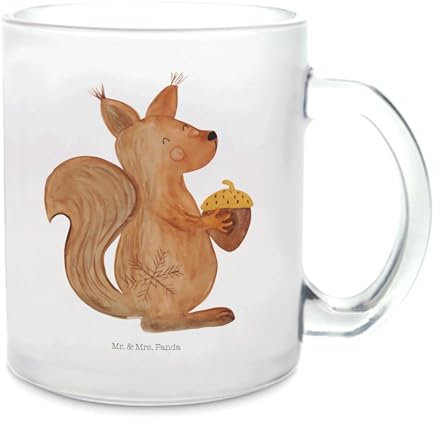 Mr. & Mrs. Panda Teetasse Eichhörnchen Weihnachtszeit - Geschenk, Vogel, Teebecher, Frohe Weihnachten, Heiligabend, Weihnachten, Glas Teetasse,