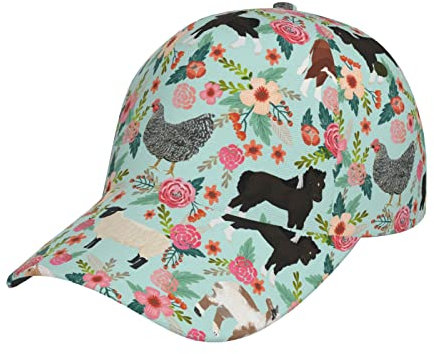 Whuanlo Niedliche Lama-Baseballkappe, verstellbar, Trucker-Hut, Sonnenhut, Outdoor-Hut, Unisex, FARM TIER, One size
