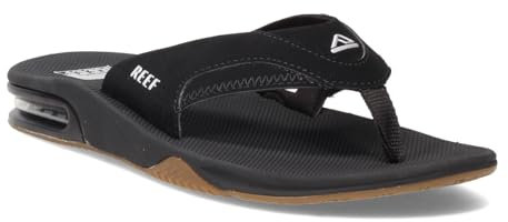 Reef Men's Fanning Sandals, Black (Black / Silver), 12 UK