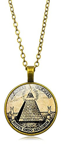 CQHODFYA Freimaurer Halskette für Herren Damen mit Anhänger,Freimaurerei Symbol Kette für Männer Frauen, Schmuck Geschenkidee,Pyramide Halskette mit 18 Kette +2 Verlängerung-Mit Schmuckschachtel