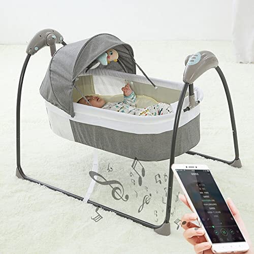 RibasuBB Elektrische Wiege, Automatik schaukel Elektrische Intelligenter Schaukelwiege mit Musik, 5-Gang Swing Babywiege W/Fernbedienung