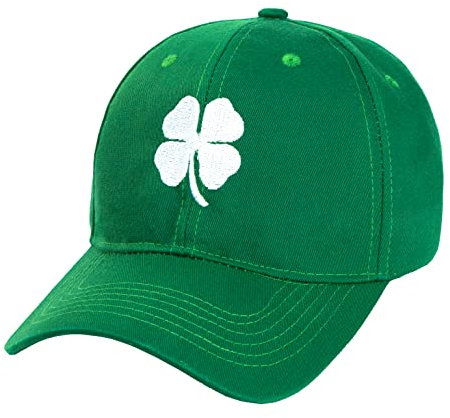 St. Patrick's Day Baseballmütze mit 4 Blättern, Kleeblatt, verstellbare Stickerei, Baseballkappe für Damen und Herren, Grün-Stil 1, Einheitsgr��e