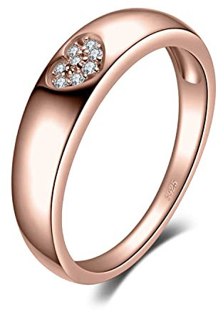 JewelryPalace Herz Liebe Verlobungsring Eheringe Ring Silber 925 Damen, Zirkonia Silberringe Trauringe Vorsteckring Hochzeitsringe Memoirering Ewigkeitsring Band Ringe Set, Damen Schmuck Rosegold 50