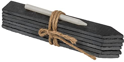 mtb more energy 6er Set Mini Schiefer Täfelchen Pflanzenschilder- 15x2 cm - Länglich zum Stecken - inklusive Kreide zum selbst Beschriften für Garten, Haushalt, Basteln, Geschenke
