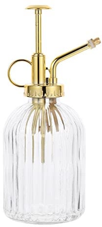 Glass Plant Mister Spray Bottle,7.5inch Tall Vintage Plant Spritzer Watering Can, Succulent Watering Bottle with Top Pump, Plant Sprayer Mister for Indoor Outdoor House Plant (Clear)