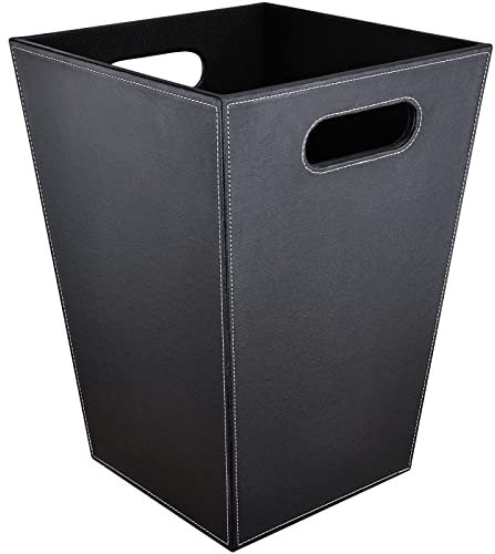 GORESE Papelera de reciclaje para oficina, de piel, diseño moderno, para cocina, baño, oficina, color negro…