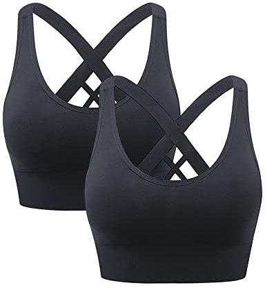 Heersan Sport BH Damen, Push up Sport Bra Ohne Bügel Crossback Seamless Starker Halt Sports Bra mit Abnehmbaren Gepolstert für Fitness Lauf Joggen Yoga