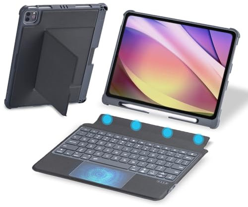 HUOBAO Keyboard Case for iPad Pro 11 inch(1st/2nd/3rd/4th),Magnetic Detachable Keyboard for Air 5/4 Gen 10.9 inch Case,7-Color Backlit iPad Keyboard Case with Trackpad and Pencil Holder