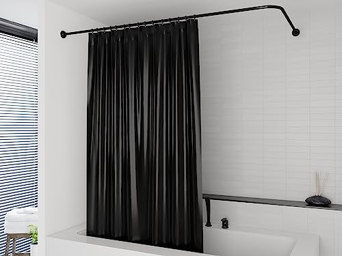 probath Massanfertigung Peva Duschvorhang Uni SCHWARZ (bis 180 cm Breite und bis 300 cm Höhe)