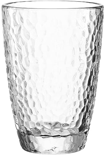 LEONARDO Matera Trinkglas - Becher aus hochwertiges Glas in Hammerschlag-Optik - Inhalt 340 ml - Spülmaschinenfest, robust - Transparente Trinkgläser