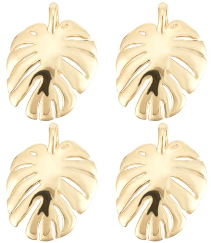 CREATCABIN 12 Stück Monstera-Blatt-Charms,18 Karat Vergoldetes Messing,Tropische Blatt-Anhänger,Hohle Blatt-Anhänger,Metallverzierungen Für DIY Halskette,Ohrringe,Schlüsselanhänger,15x19mm
