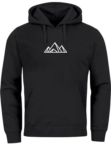Neverless® Hoodie Herren Polygon Print Wandern Geometric Berg-Motiv Geometric Kapuzen-Pullover Männer Outdoor Fashion schwarz XXL